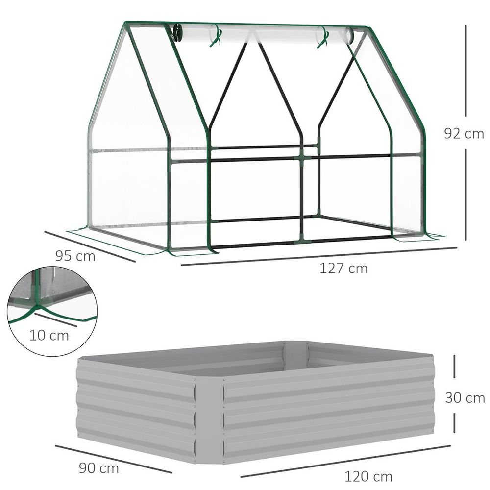 Sturdy Steel Raised Garden Planter Box Kit with Greenhouse - Dual Use, High-Quality Materials, Excellent Ventilation - SGP Garden Ltd