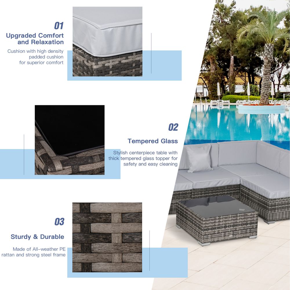 Stylish 7PC Rattan Sofa Set - Modern & Durable Outdoor Furniture with Coffee Table - Shop Now! - SGP Garden Ltd