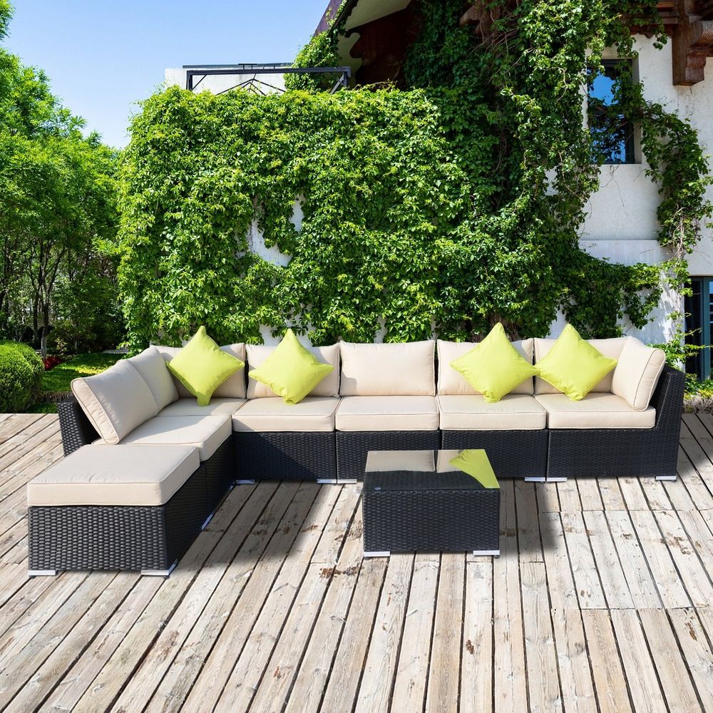 Stylish 8 Pc Rattan Sofa Set + Cushions - SGP Garden Ltd