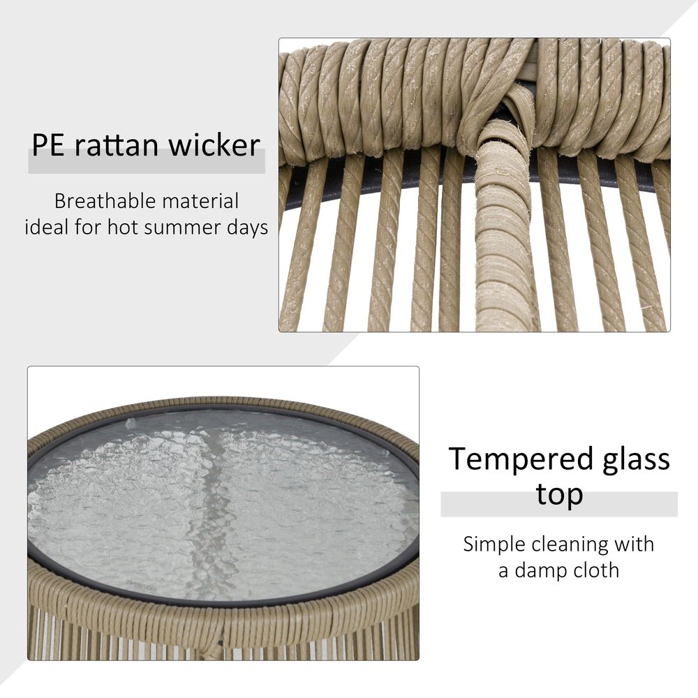 Stylish Brown Outdoor Patio Set - 3 PCS, Webbed PE Rattan, Steel Frame - Outsunny - SGP Garden Ltd
