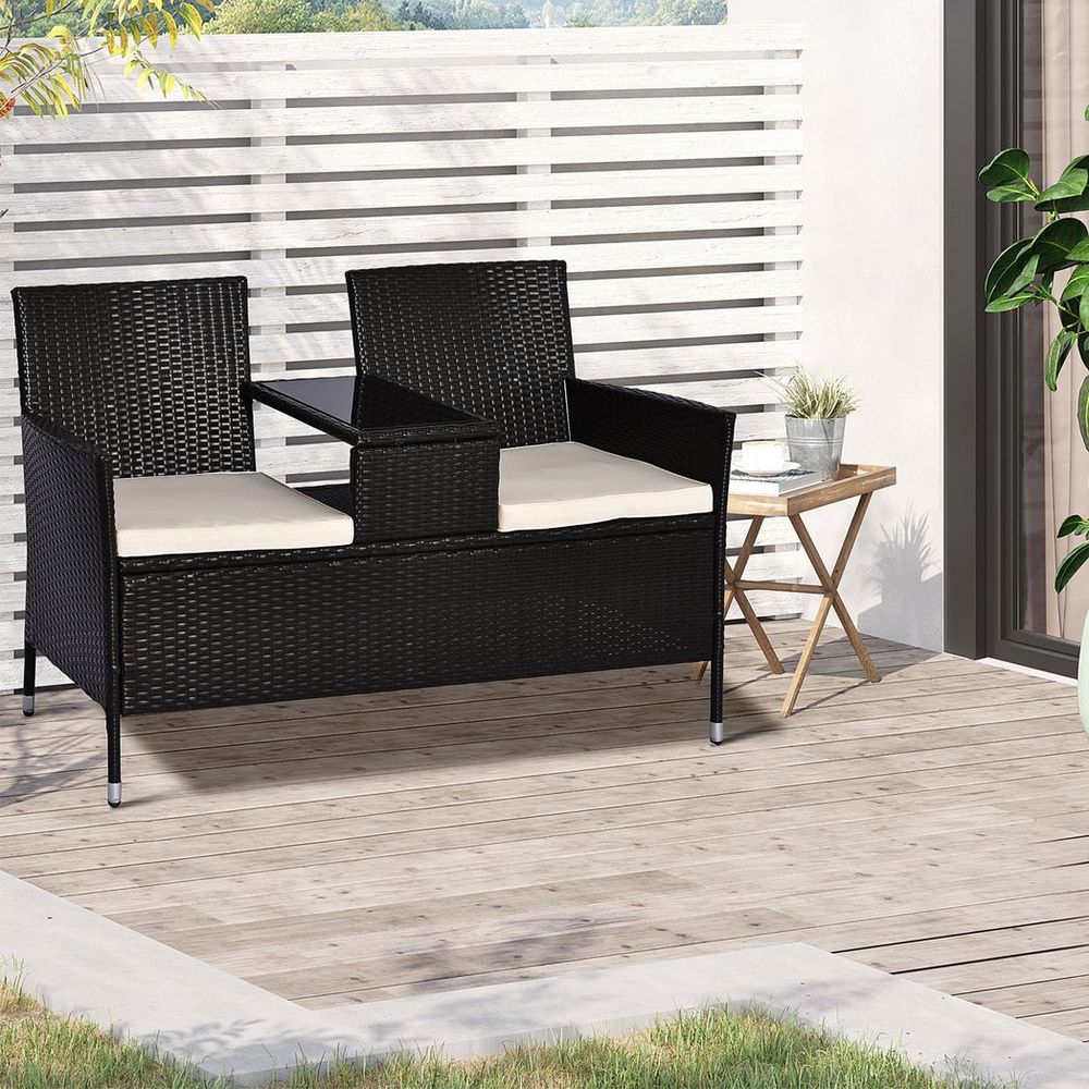 Stylish Double Rattan Sun Lounger - Yard, Patio, Deck & Garden Suitability - Comfortable Cushions - SGP Garden Ltd