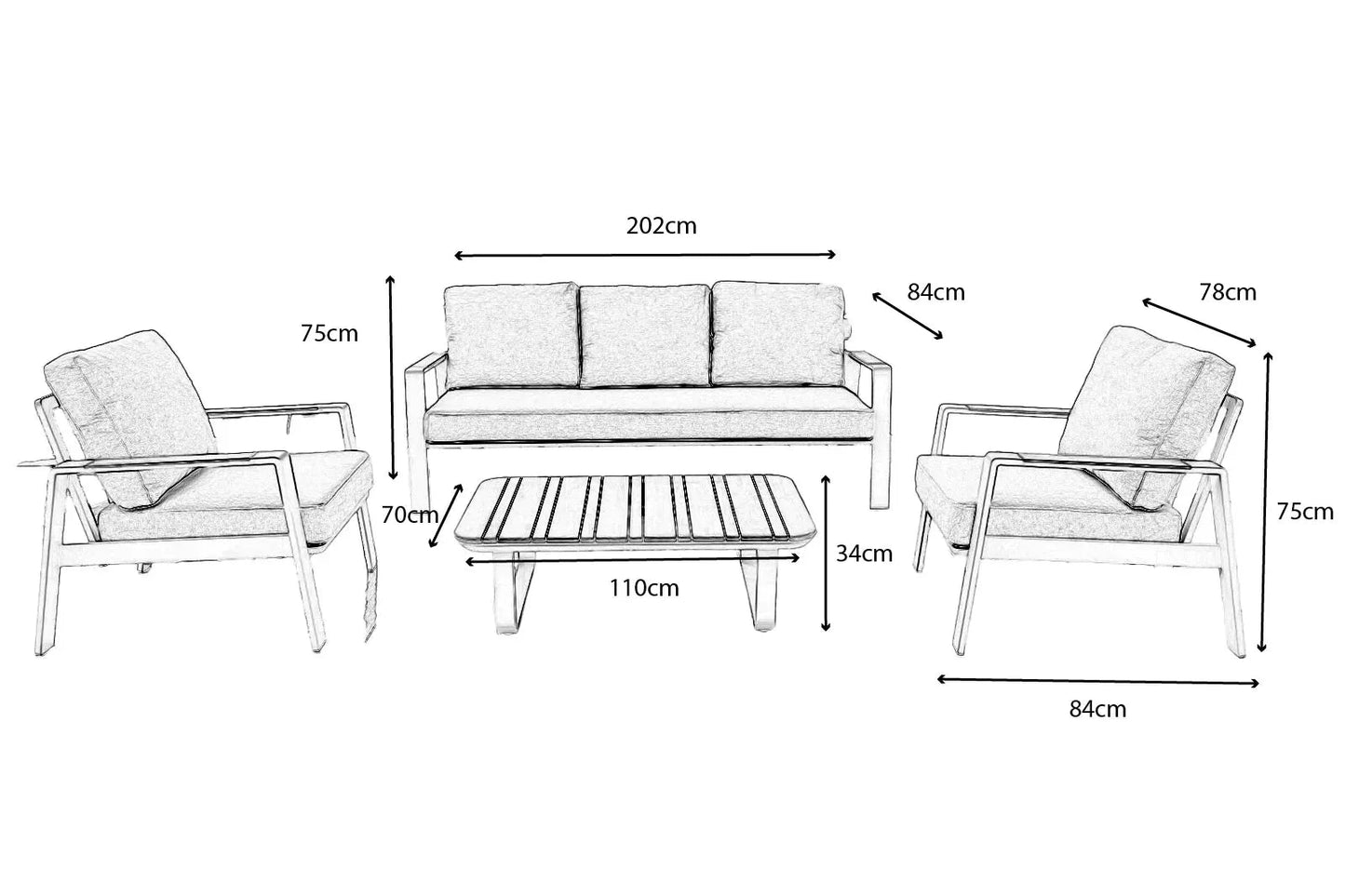 THORNBURY - Aluminium Slated Sofa Set - SGP Garden Ltd