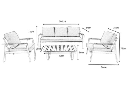 THORNBURY - Aluminium Slated Sofa Set - SGP Garden Ltd