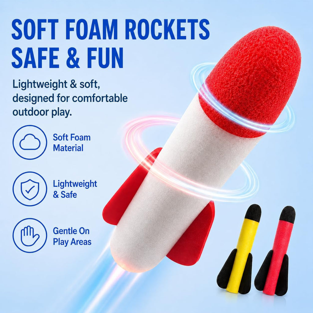 TODARRUN Foot Powered Rocket Launcher Toy for Kids - Outdoor Foam Rocket Set - SGP Garden Ltd