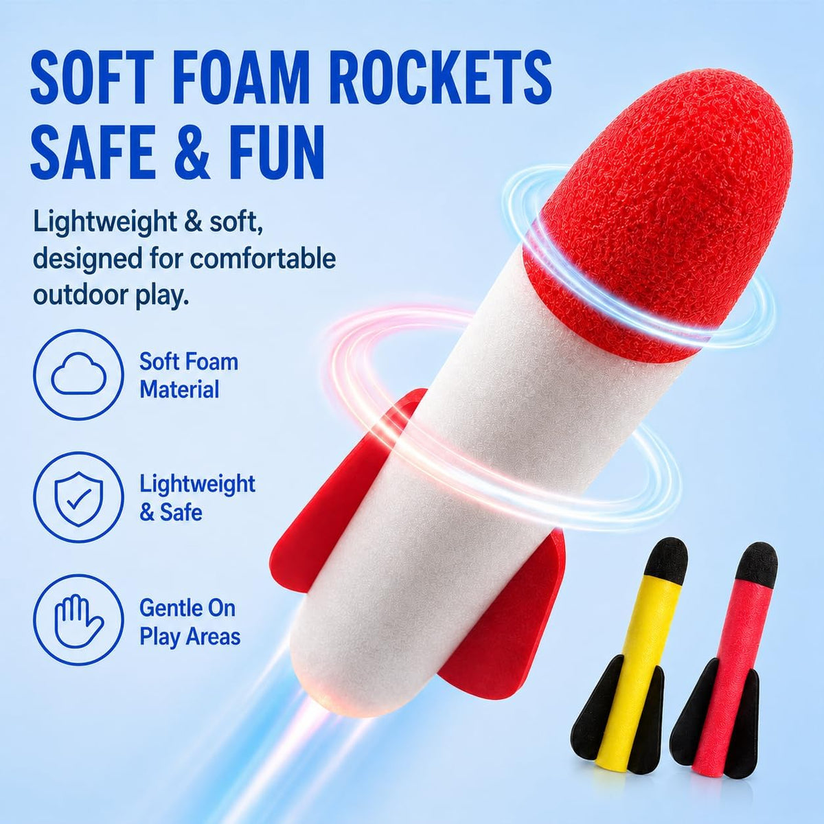 TODARRUN Foot Powered Rocket Launcher Toy for Kids - Outdoor Foam Rocket Set - SGP Garden Ltd