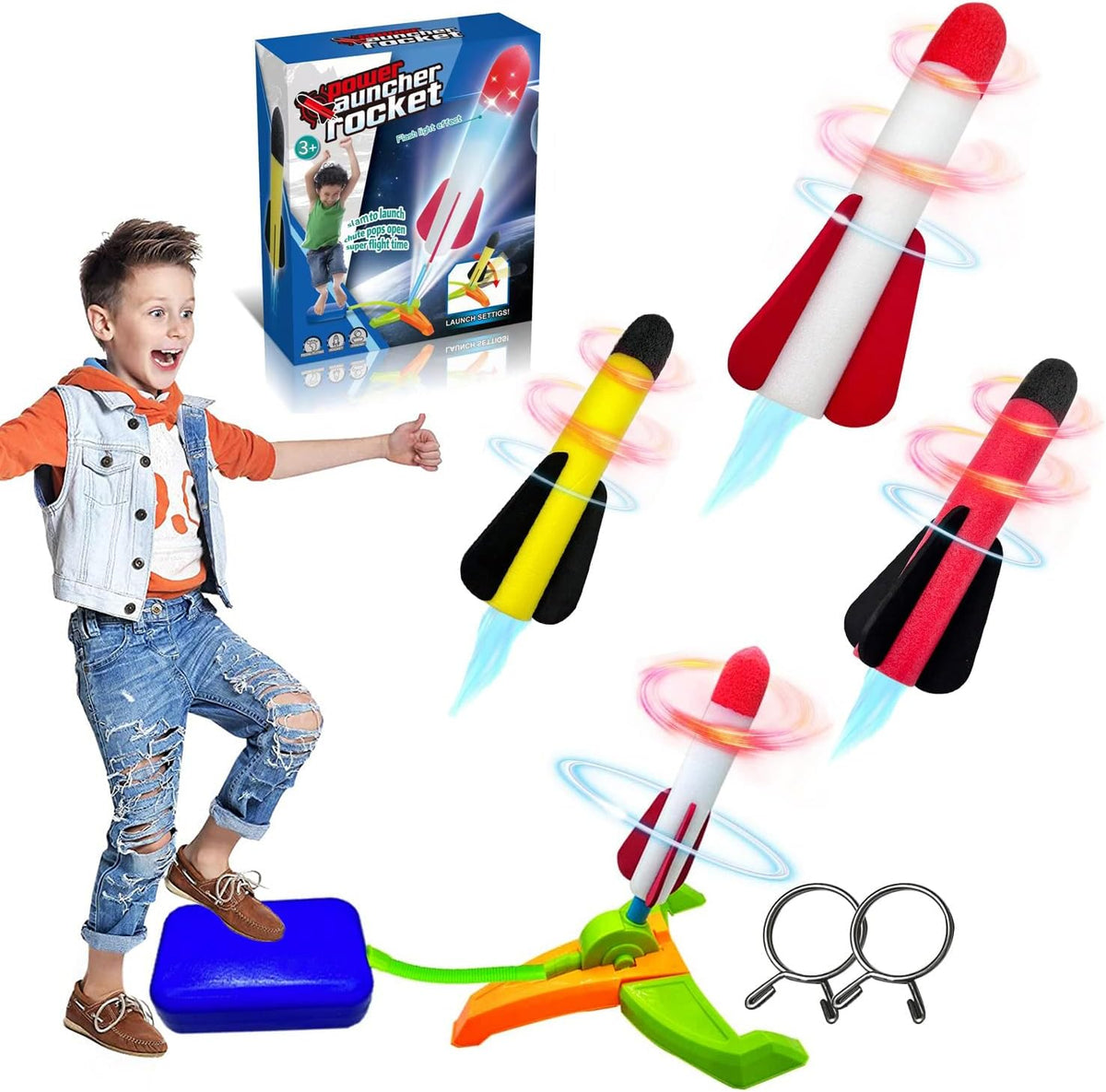 TODARRUN Foot Powered Rocket Launcher Toy for Kids - Outdoor Foam Rocket Set - SGP Garden Ltd