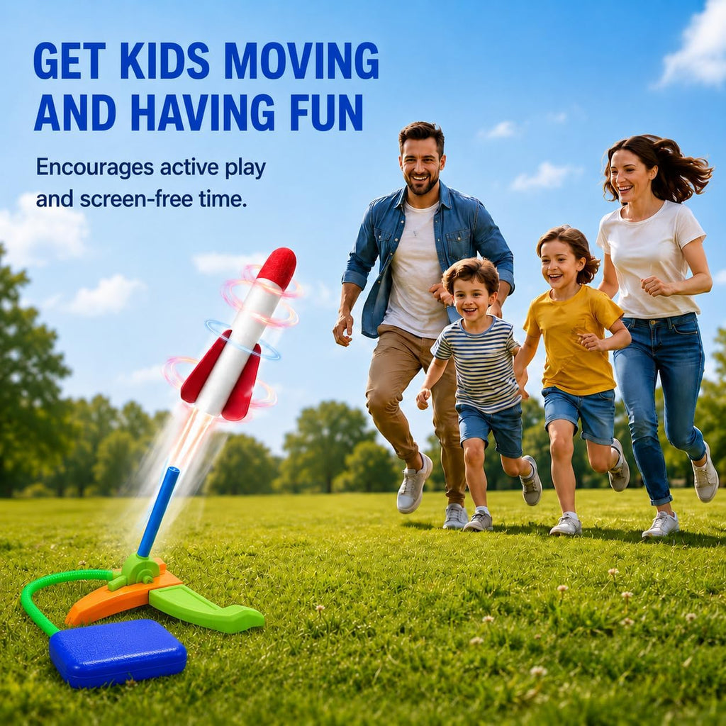 TODARRUN Foot Powered Rocket Launcher Toy for Kids - Outdoor Foam Rocket Set - SGP Garden Ltd