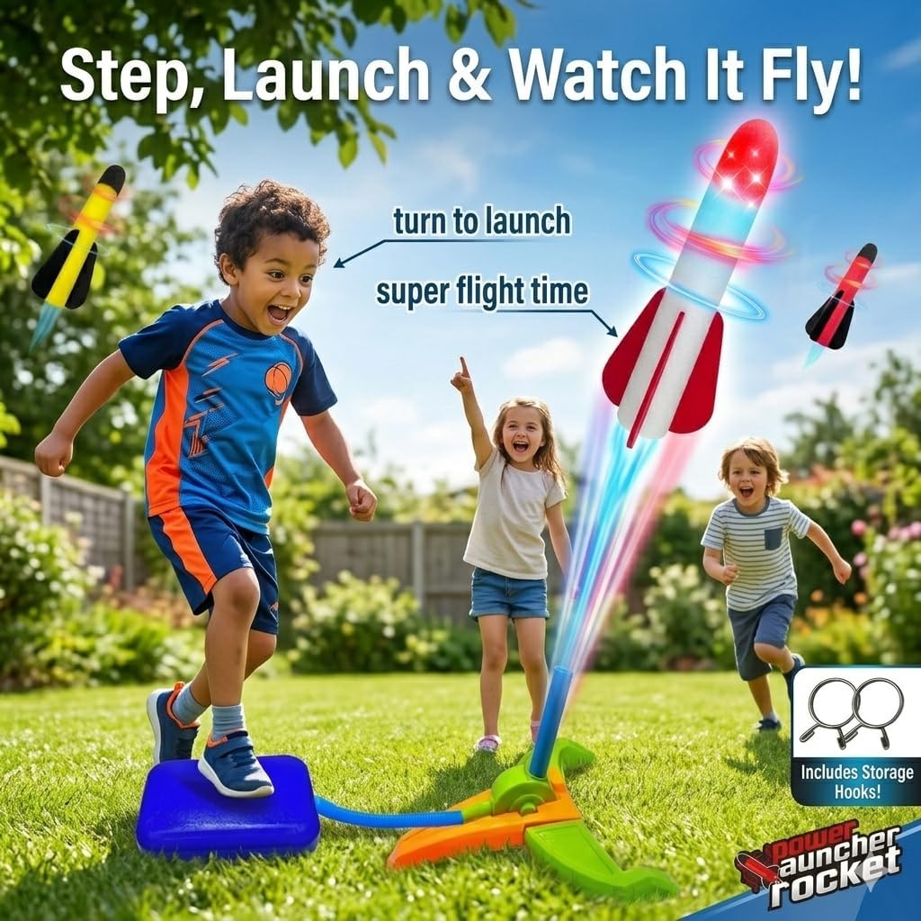 TODARRUN Foot Powered Rocket Launcher Toy for Kids - Outdoor Foam Rocket Set - SGP Garden Ltd