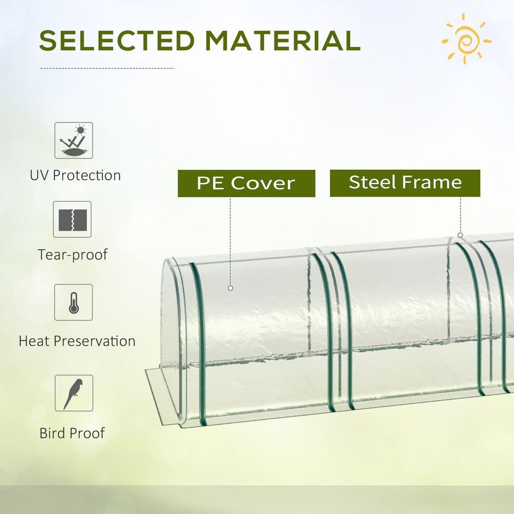 Tunnel Greenhouse Steel Frame Garden w/ Zipped Doors-Protect Crops & Nurture Plants - SGP Garden Ltd