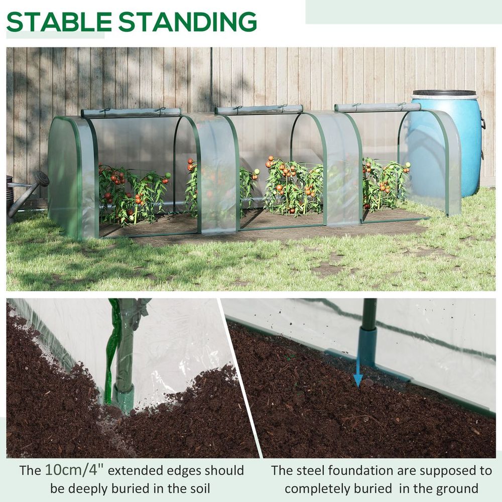 Tunnel Greenhouse Steel Frame Garden w/ Zipped Doors-Protect Crops & Nurture Plants - SGP Garden Ltd