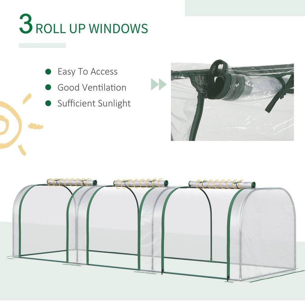 Tunnel Greenhouse Steel Frame Garden w/ Zipped Doors-Protect Crops & Nurture Plants - SGP Garden Ltd