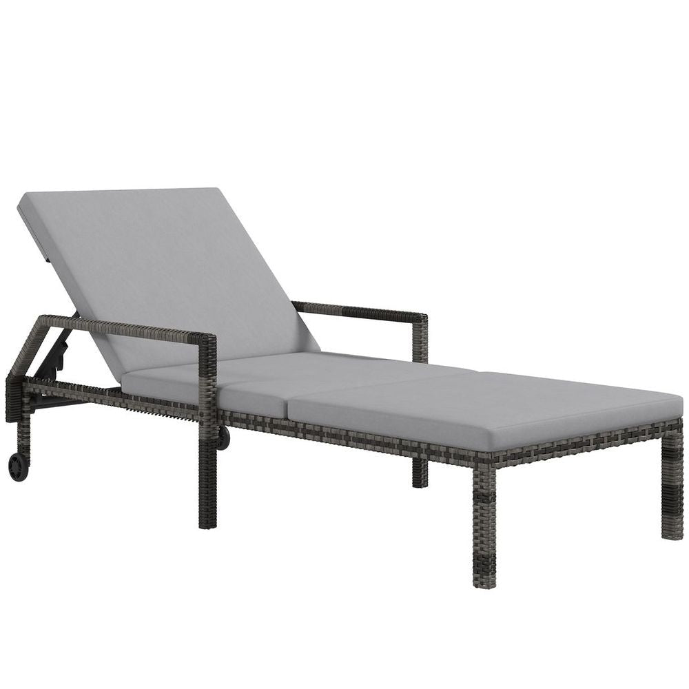 Ultimate All-Day Rattan Chaise Lounger w/ Adjustable Backrest & Wheels - Premium Quality - SGP Garden Ltd