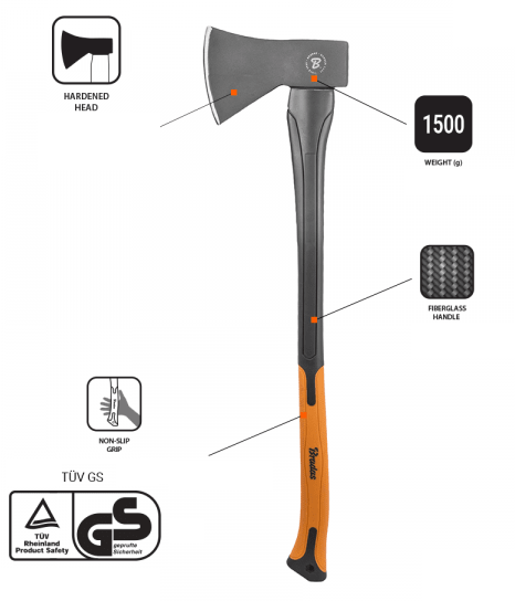 Universal Fiberglass Axe 1500g DIY Tool Accessory Home and Garden Use - SGP Garden Ltd