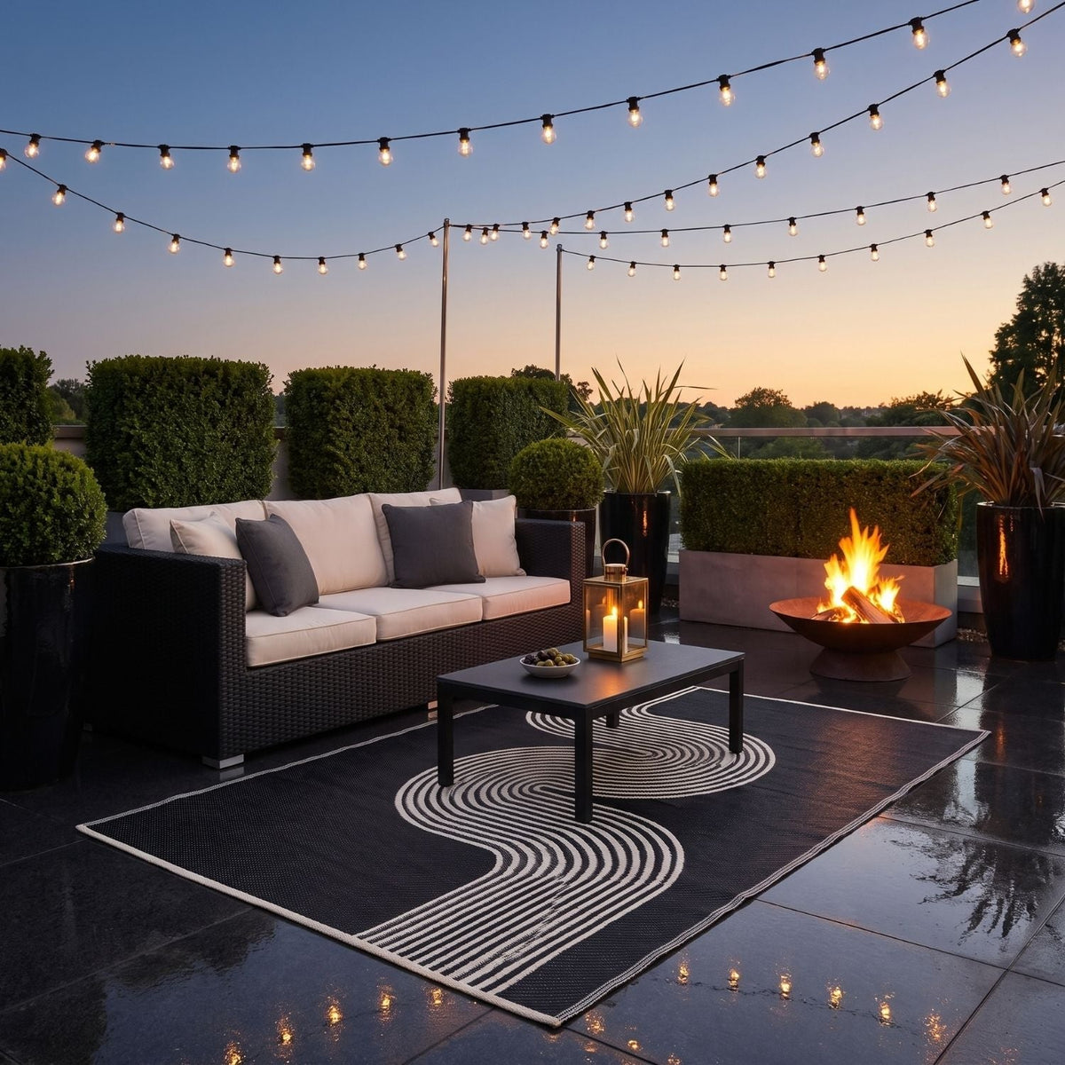 Urban Outdoor Rug Black & Beige | 1010 - SGP Garden Ltd