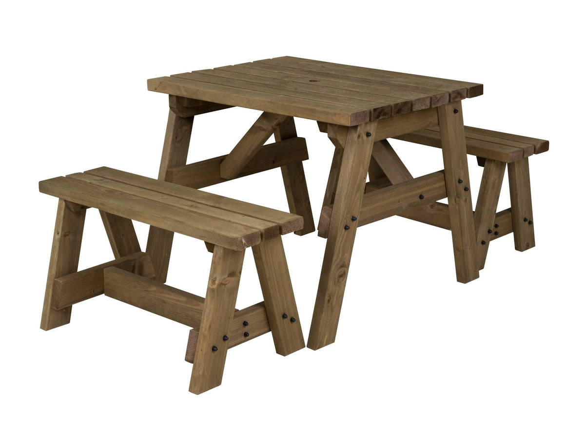 Victoria Picnic Table and Benches Set - Rustic Finish - SGP Garden Ltd