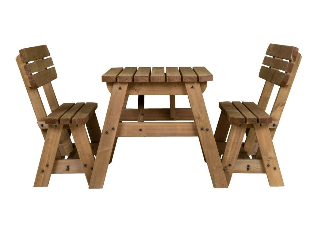 Victoria Rounded Picnic Table and Benches Set With Backrest - Rustic Finish - SGP Garden Ltd