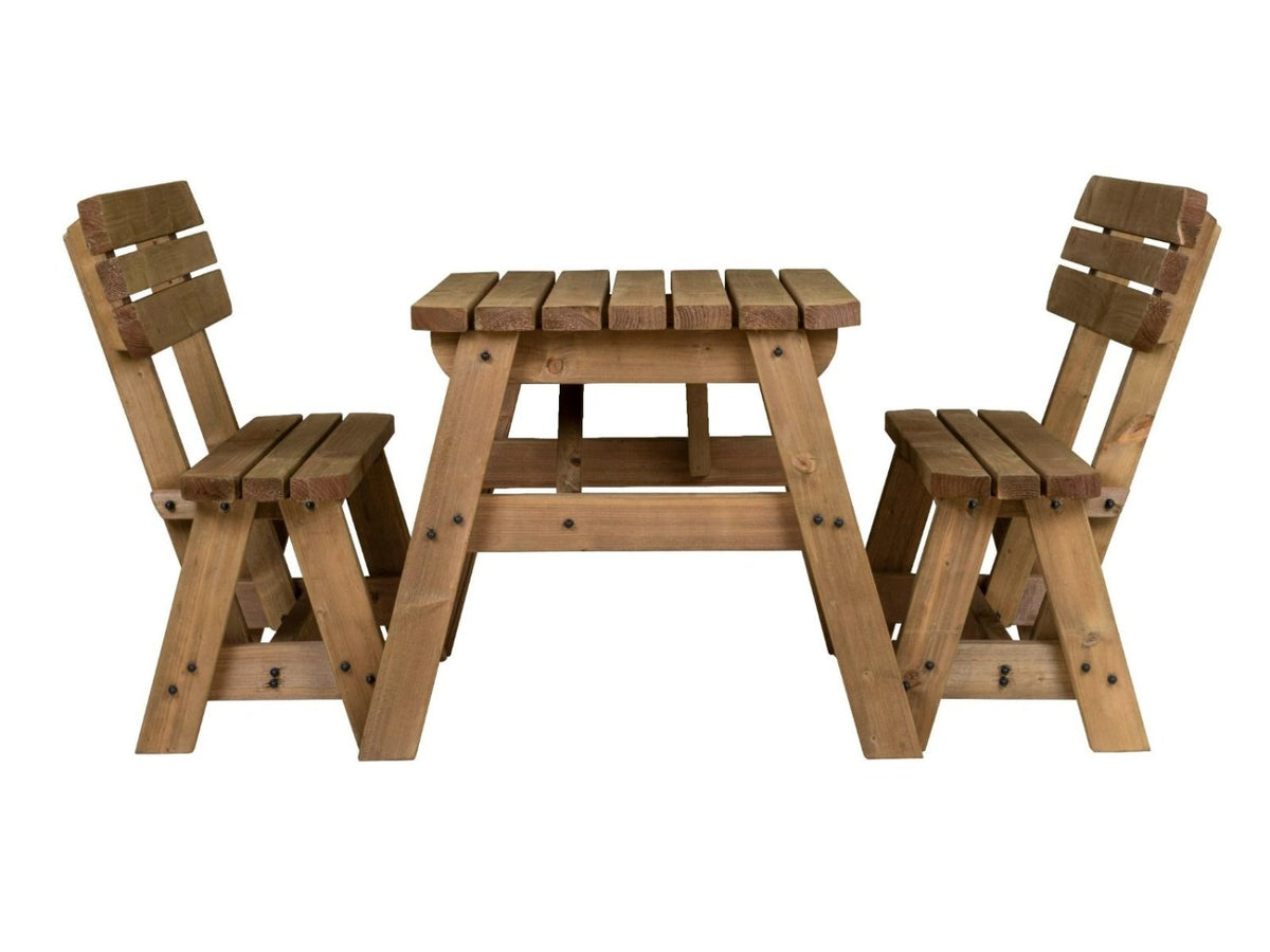 Victoria Rounded Picnic Table and Benches Set With Backrest - Rustic Finish - SGP Garden Ltd