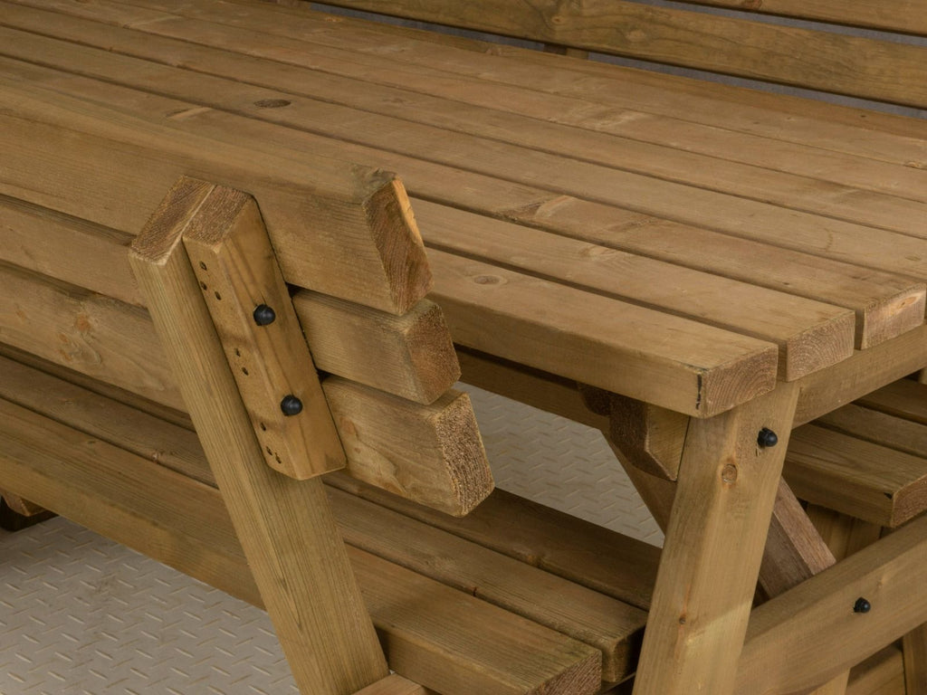 Victoria Space Saving Picnic Table and Benches Set With Backrest - Rustic Finish - SGP Garden Ltd