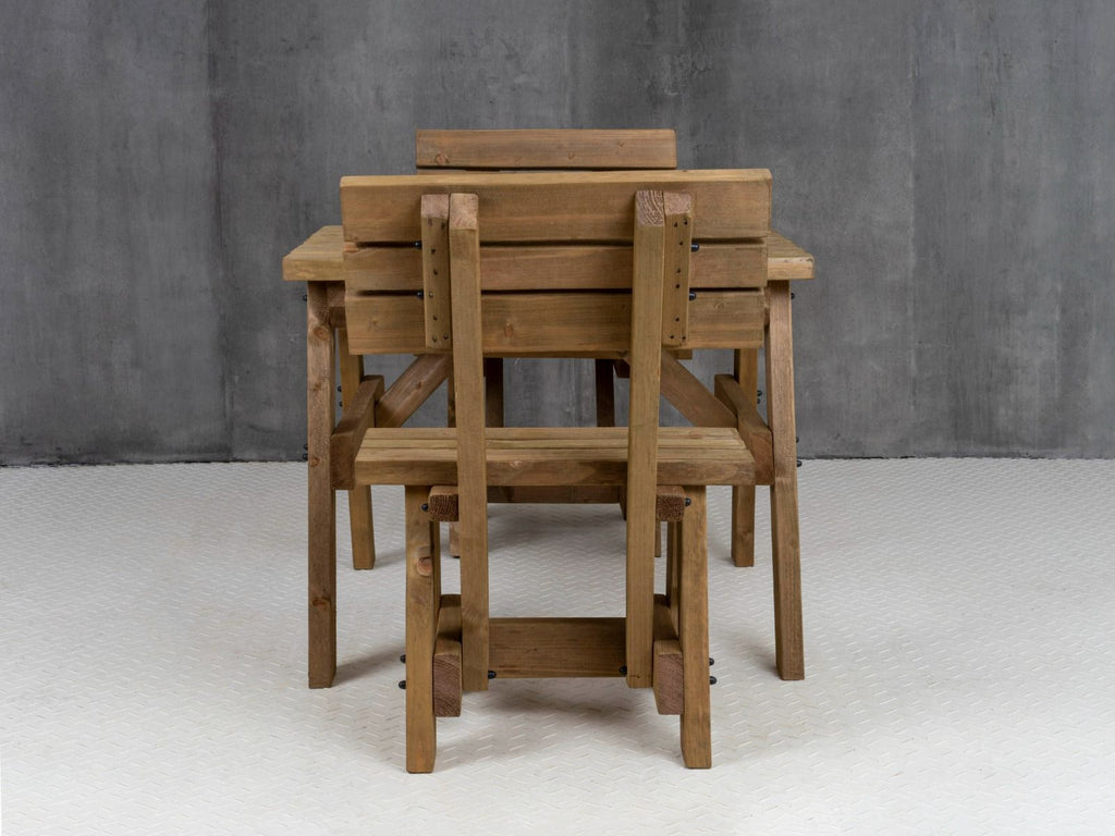 Victoria Space Saving Picnic Table and Benches Set With Backrest - Rustic Finish - SGP Garden Ltd
