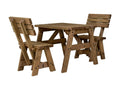 Victoria Space Saving Picnic Table and Benches Set With Backrest - Rustic Finish - SGP Garden Ltd