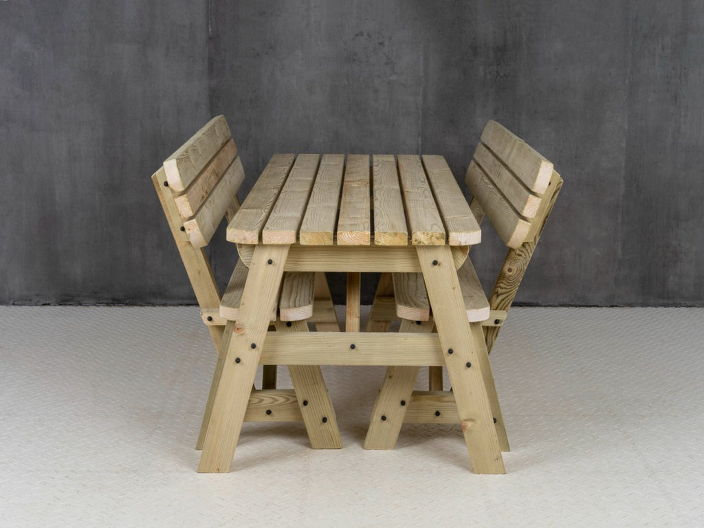 Victoria Space Saving Rounded Picnic Table and Benches Set With Backrest - SGP Garden Ltd