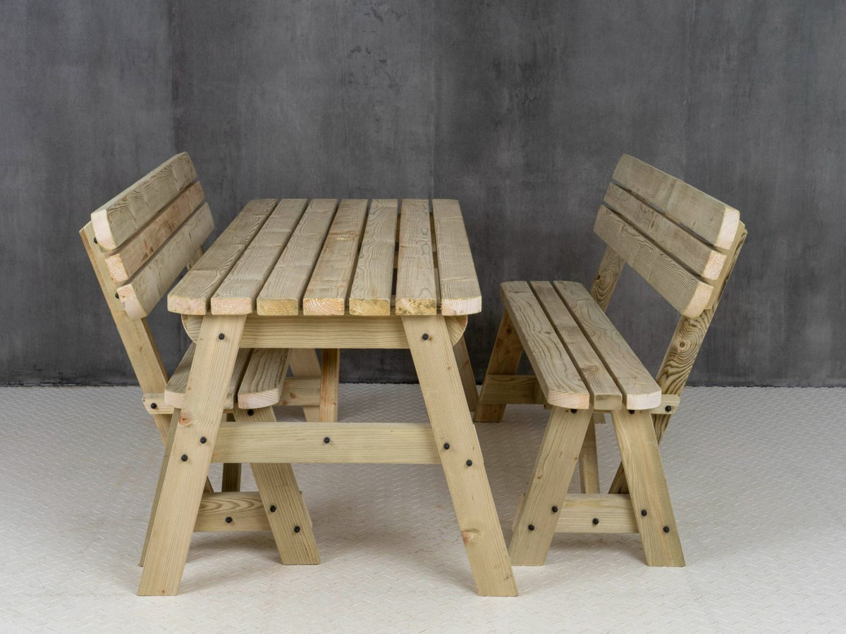 Victoria Space Saving Rounded Picnic Table and Benches Set With Backrest - SGP Garden Ltd