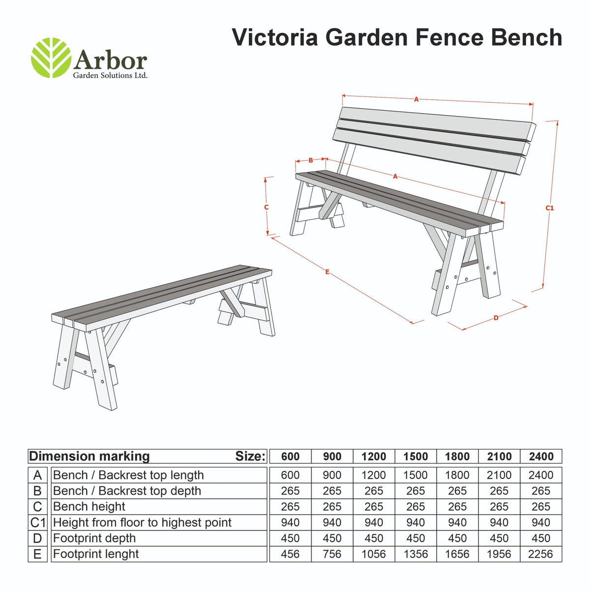Victoria Wooden Garden Rounded Bench, Outdoor Fence Seat - Rustic Brown Finish - SGP Garden Ltd