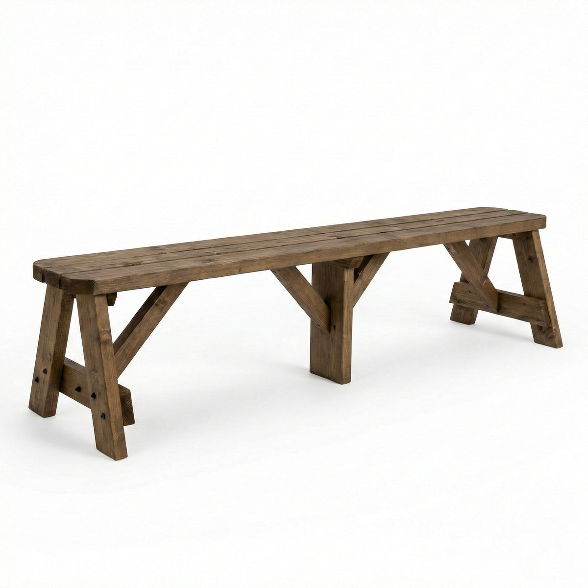 Victoria Wooden Garden Rounded Bench, Outdoor Fence Seat - Rustic Brown Finish - SGP Garden Ltd