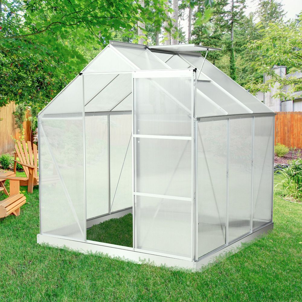 Walk-In Greenhouse | 4x6FT | Polycarbonate Panels | Aluminium Frame | Sliding Door - SGP Garden Ltd
