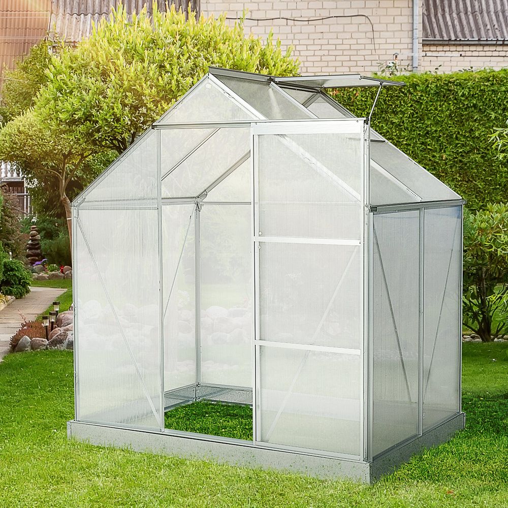 Walk-In Greenhouse | 4x6FT | Polycarbonate Panels | Aluminium Frame | Sliding Door - SGP Garden Ltd