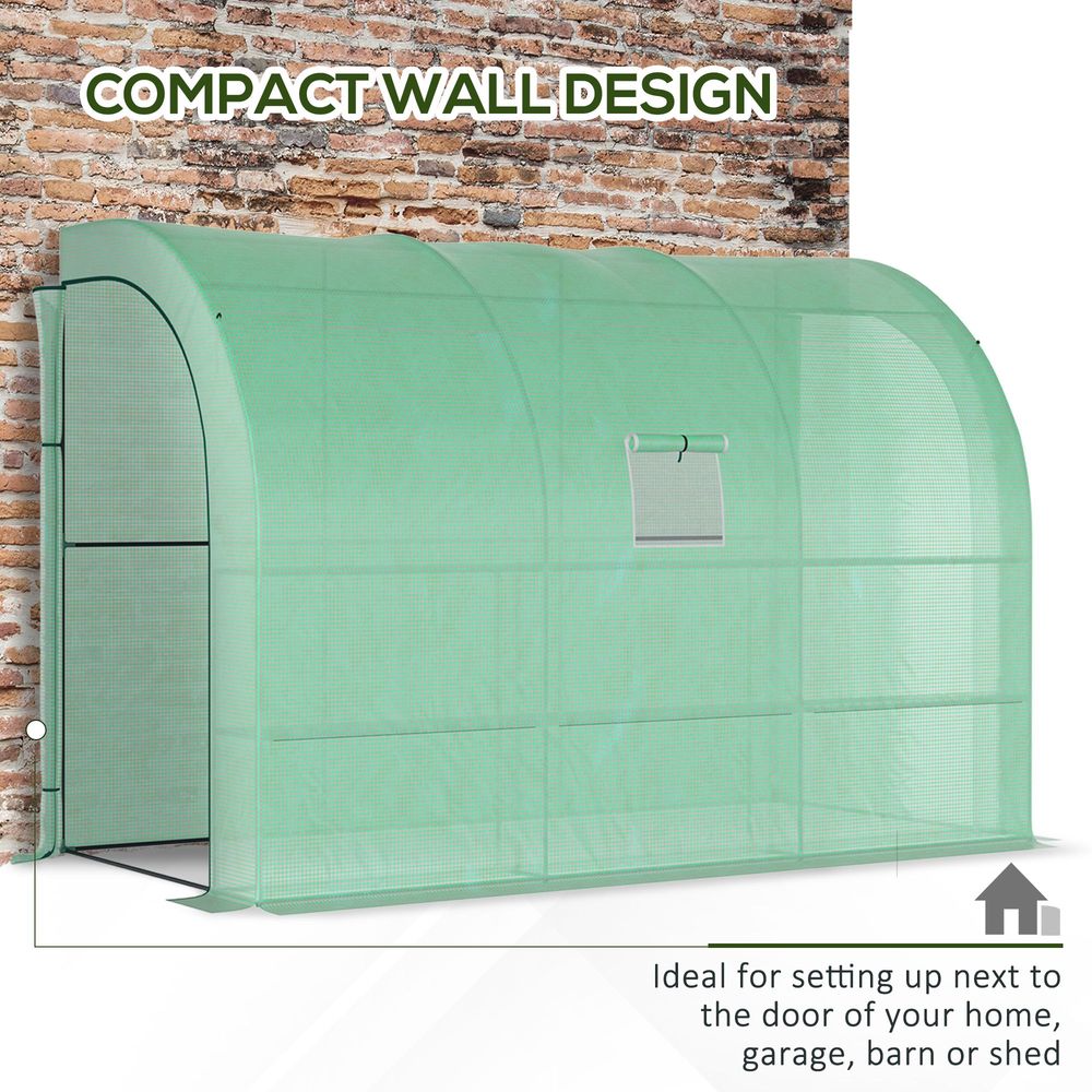Walk-In Greenhouse PE Cover and 3-Tier Shelves, Green, 300x150x213 cm - SGP Garden Ltd