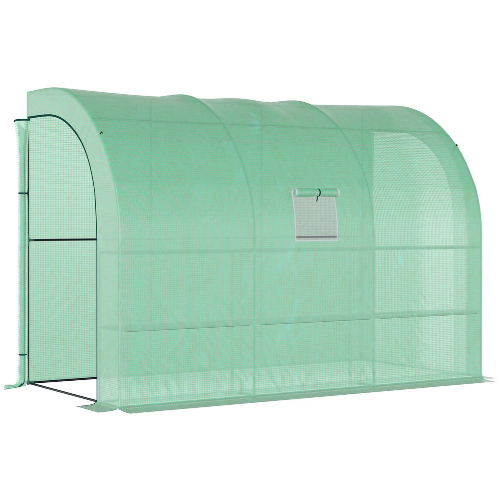 Walk-In Greenhouse PE Cover and 3-Tier Shelves, Green, 300x150x213 cm - SGP Garden Ltd