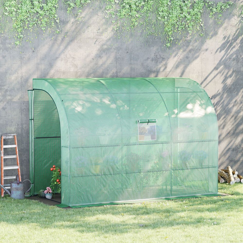 Walk-In Greenhouse PE Cover and 3-Tier Shelves, Green, 300x150x213 cm - SGP Garden Ltd