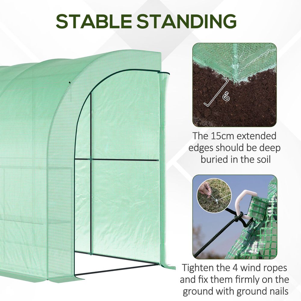 Walk-In Greenhouse PE Cover and 3-Tier Shelves, Green, 300x150x213 cm - SGP Garden Ltd