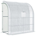 Walk-In Leanto Greenhouse Windows Doors 2 Tiers 4 Shelves 200x100x213cm White - SGP Garden Ltd