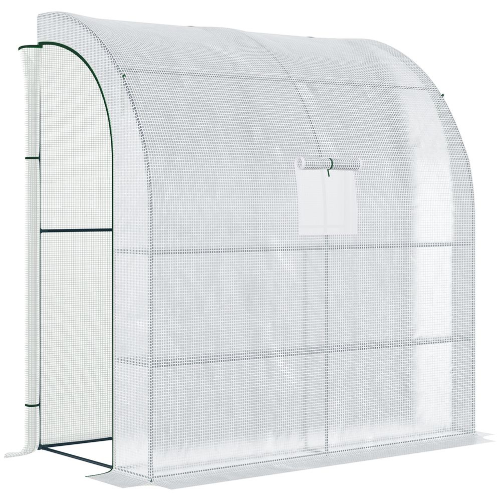 Walk-In Leanto Greenhouse Windows Doors 2 Tiers 4 Shelves 200x100x213cm White - SGP Garden Ltd