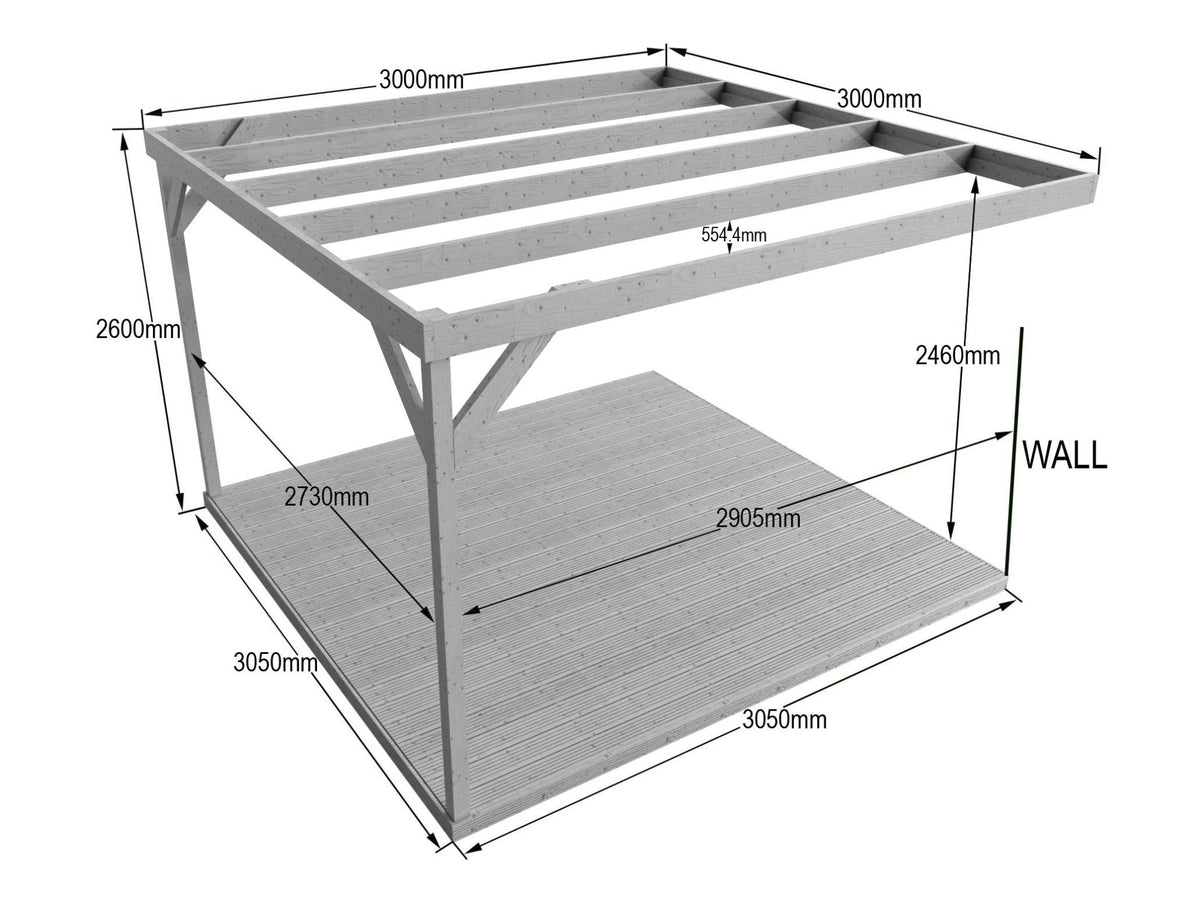 Wall-mounted Box Pergola and Decking Kit - SGP Garden Ltd