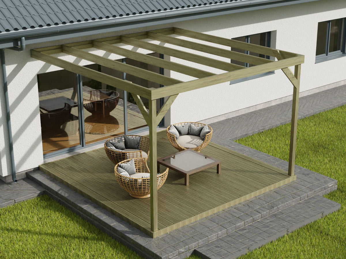Wall-mounted Box Pergola and Decking Kit - SGP Garden Ltd