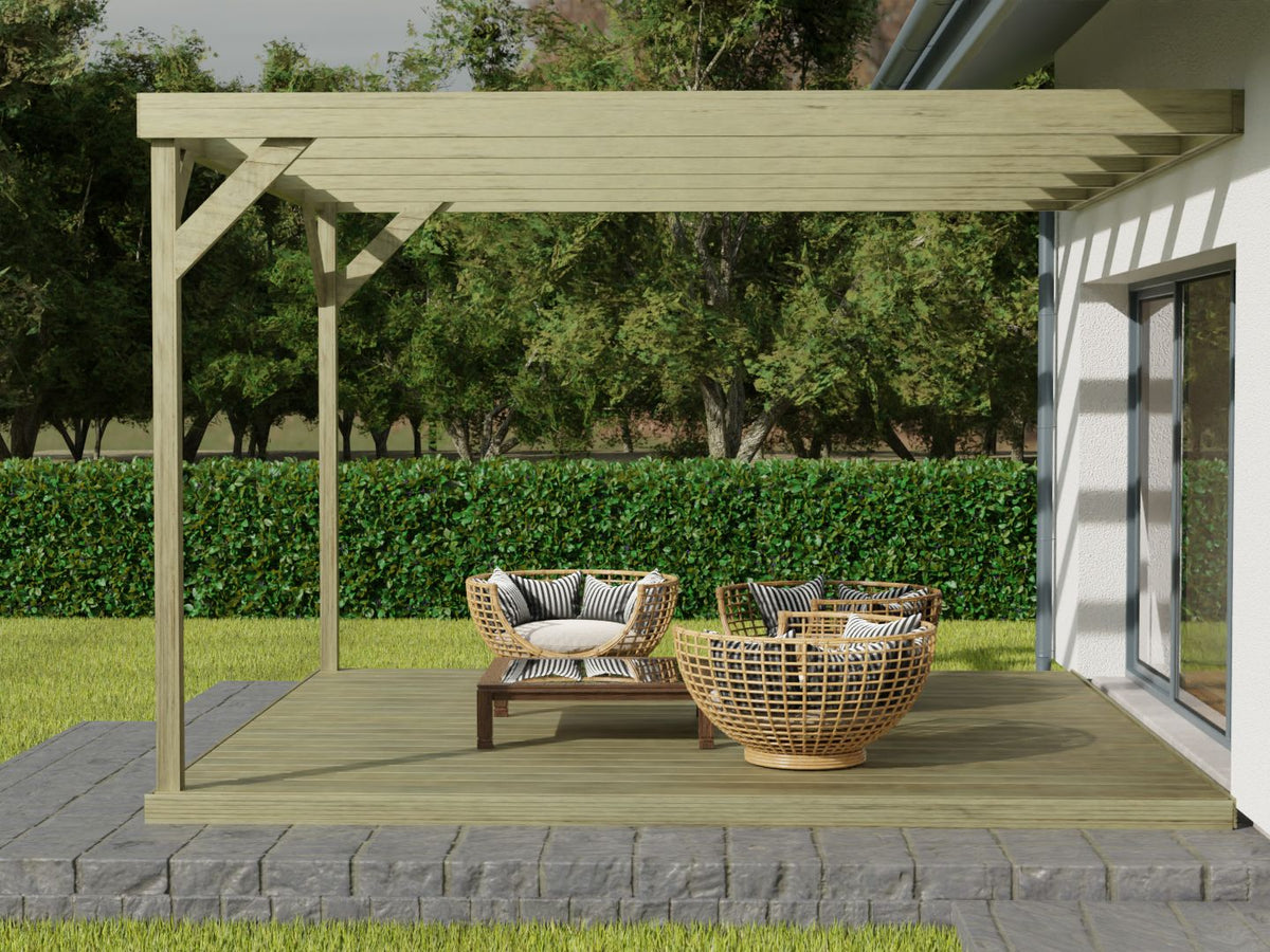 Wall-mounted Box Pergola and Decking Kit - SGP Garden Ltd
