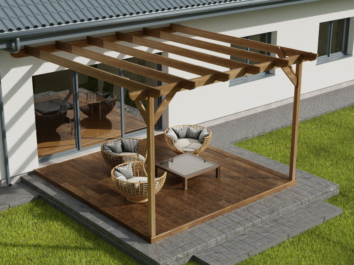 Wall Mounted Pergola and Decking Kit Corbel Design - SGP Garden Ltd