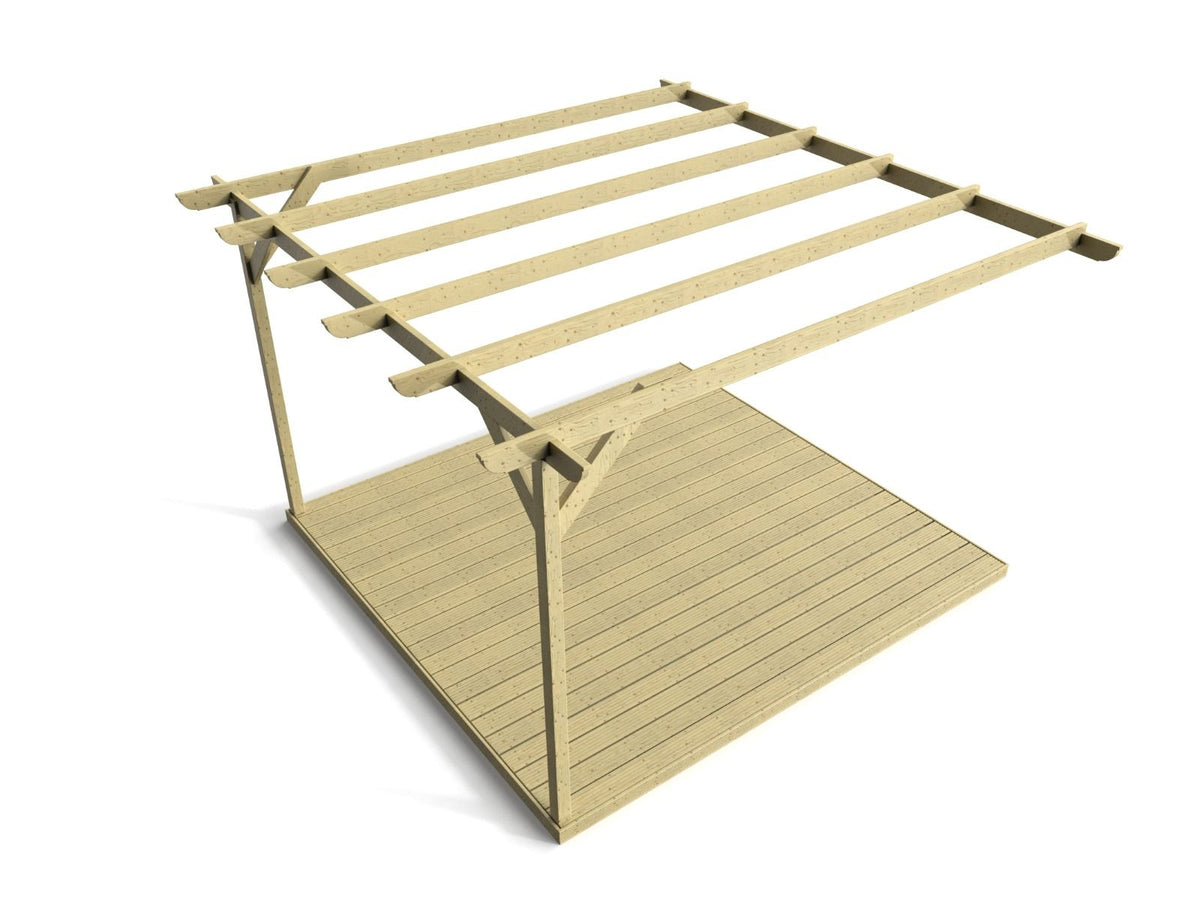 Wall Mounted Pergola and Decking Kit Corbel Design - SGP Garden Ltd