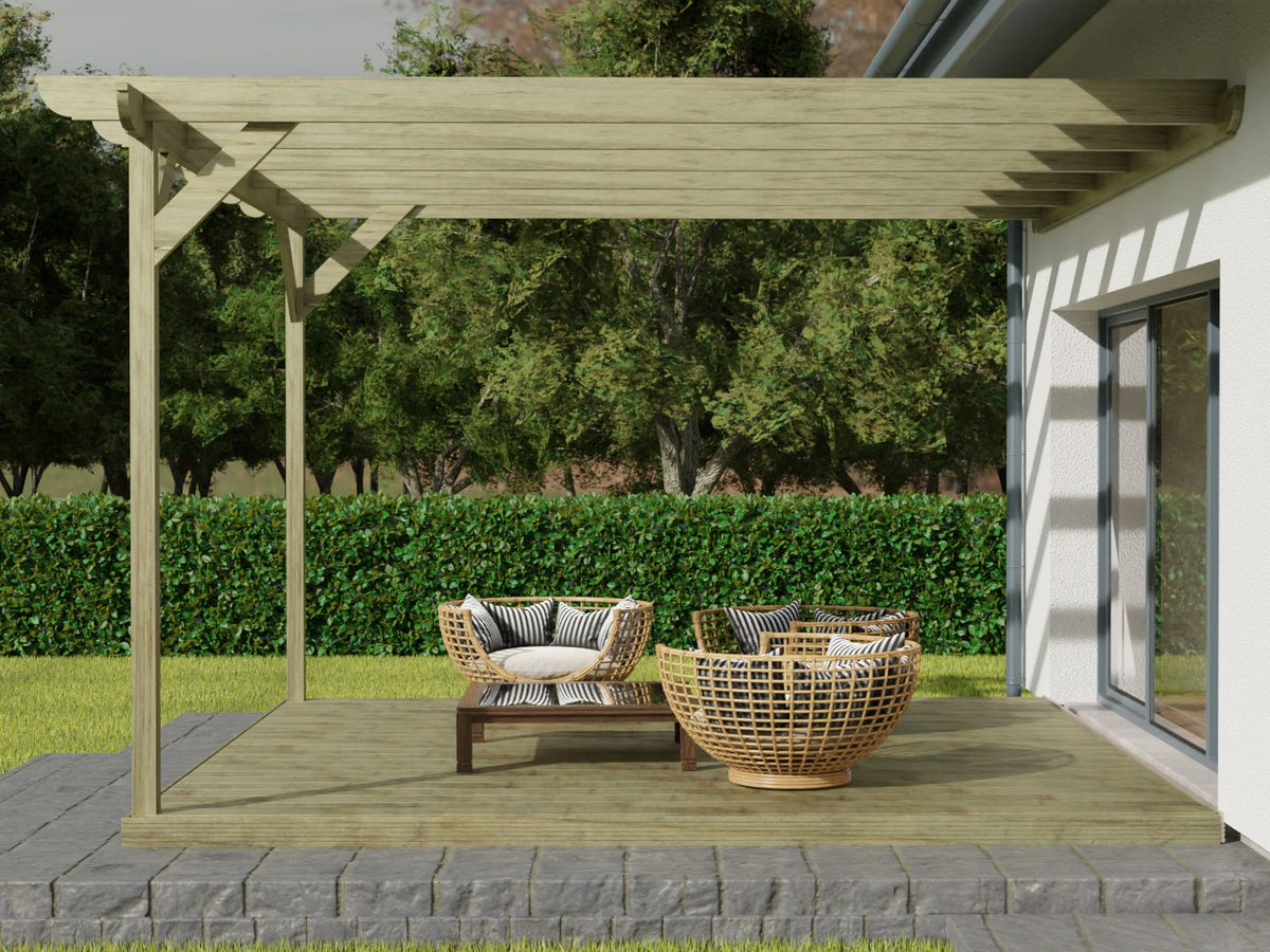 Wall Mounted Pergola and Decking Kit Corbel Design - SGP Garden Ltd