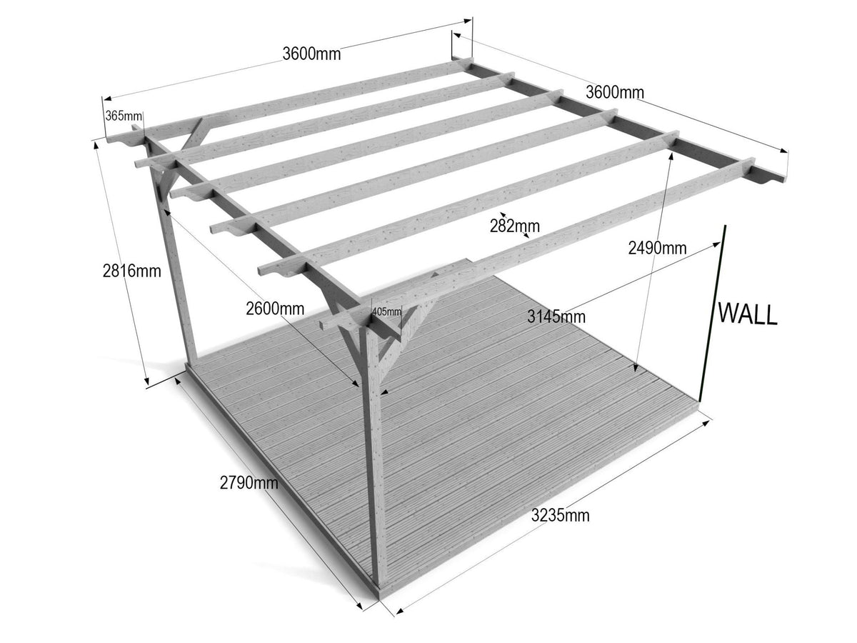 Wall Mounted Pergola and Decking Kit Disnasty Design - SGP Garden Ltd