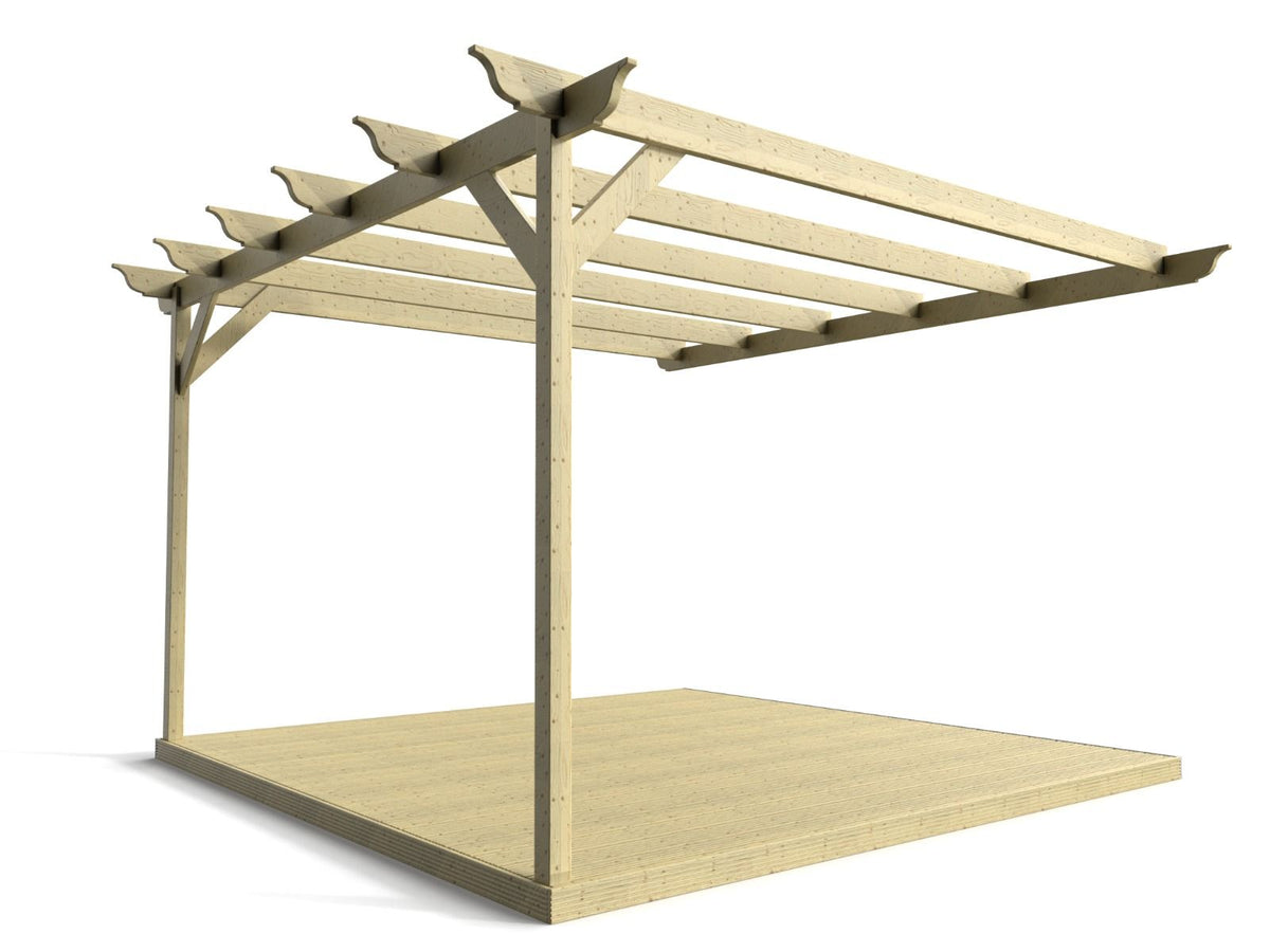 Wall Mounted Pergola and Decking Kit Longhorn Design - SGP Garden Ltd