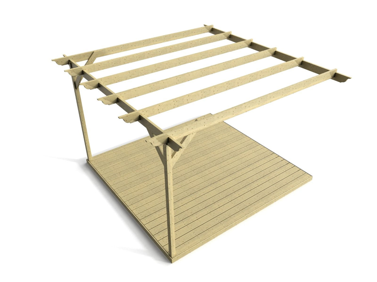 Wall Mounted Pergola and Decking Kit Longhorn Design - SGP Garden Ltd