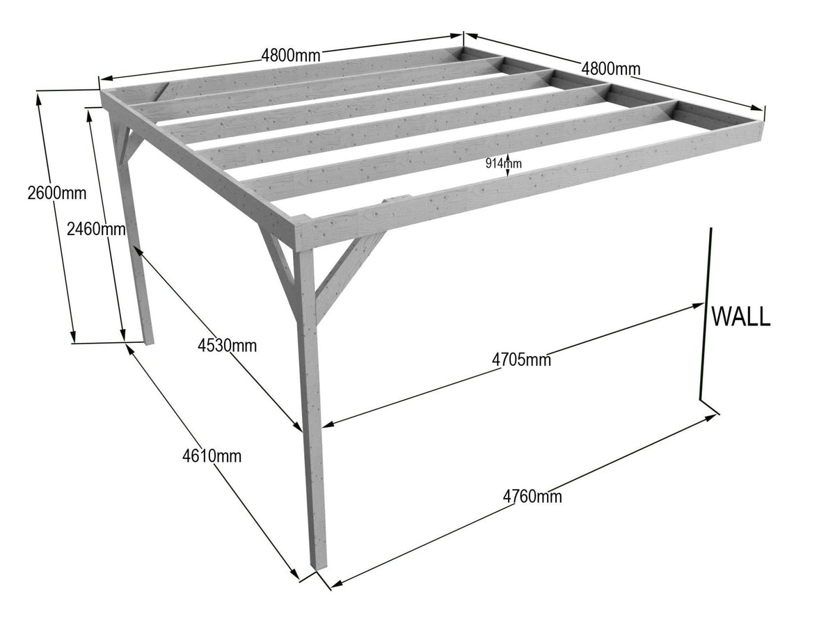 Wall-mounted Wooden Box Pergola Kit - SGP Garden Ltd