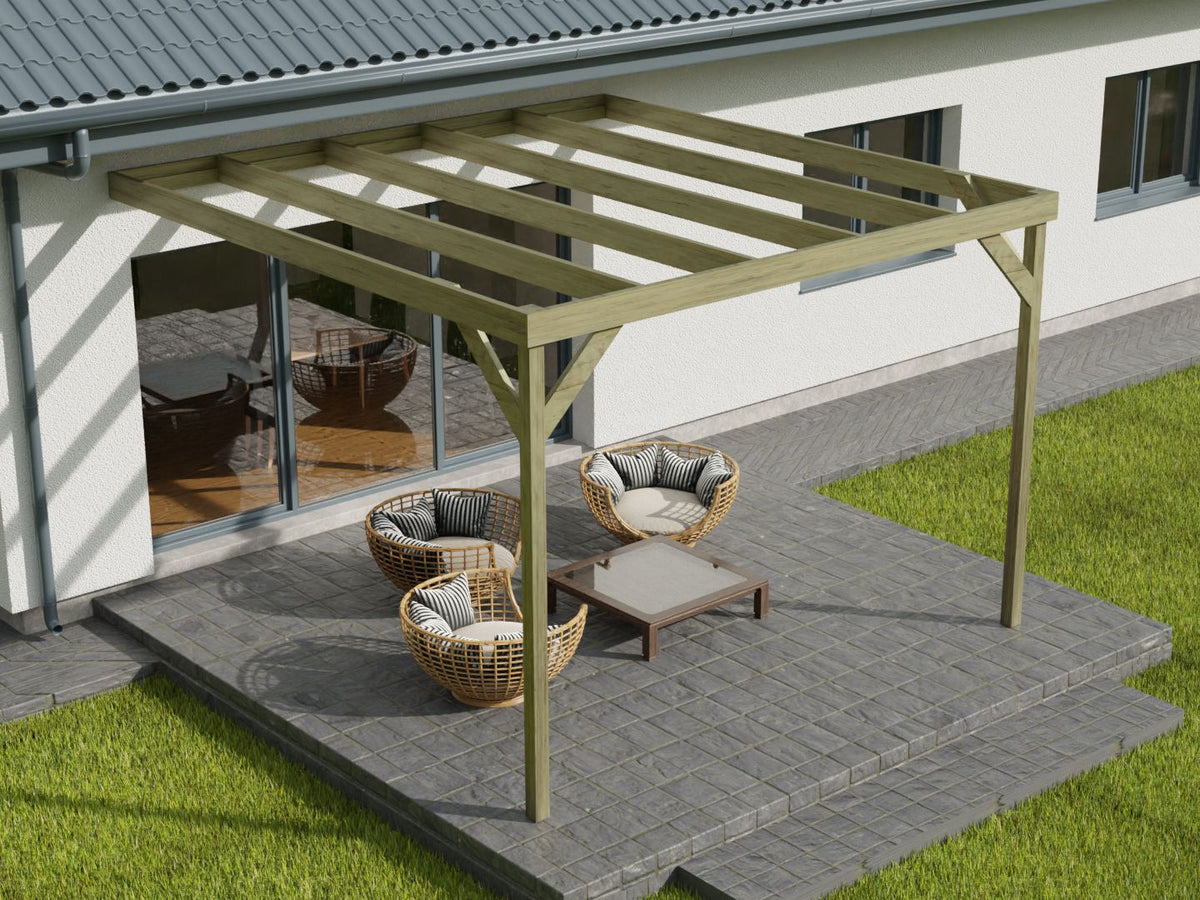 Wall-mounted Wooden Box Pergola Kit - SGP Garden Ltd