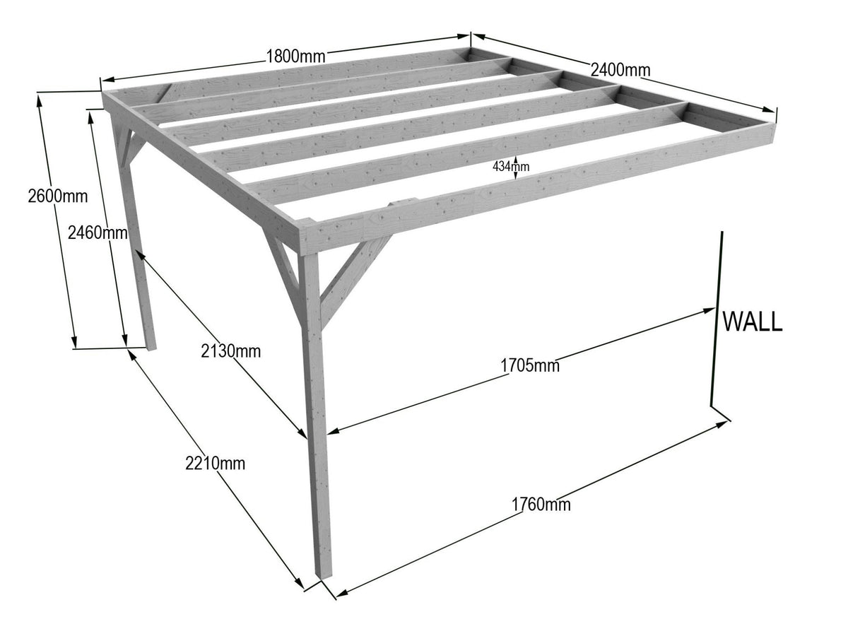 Wall-mounted Wooden Box Pergola Kit - SGP Garden Ltd