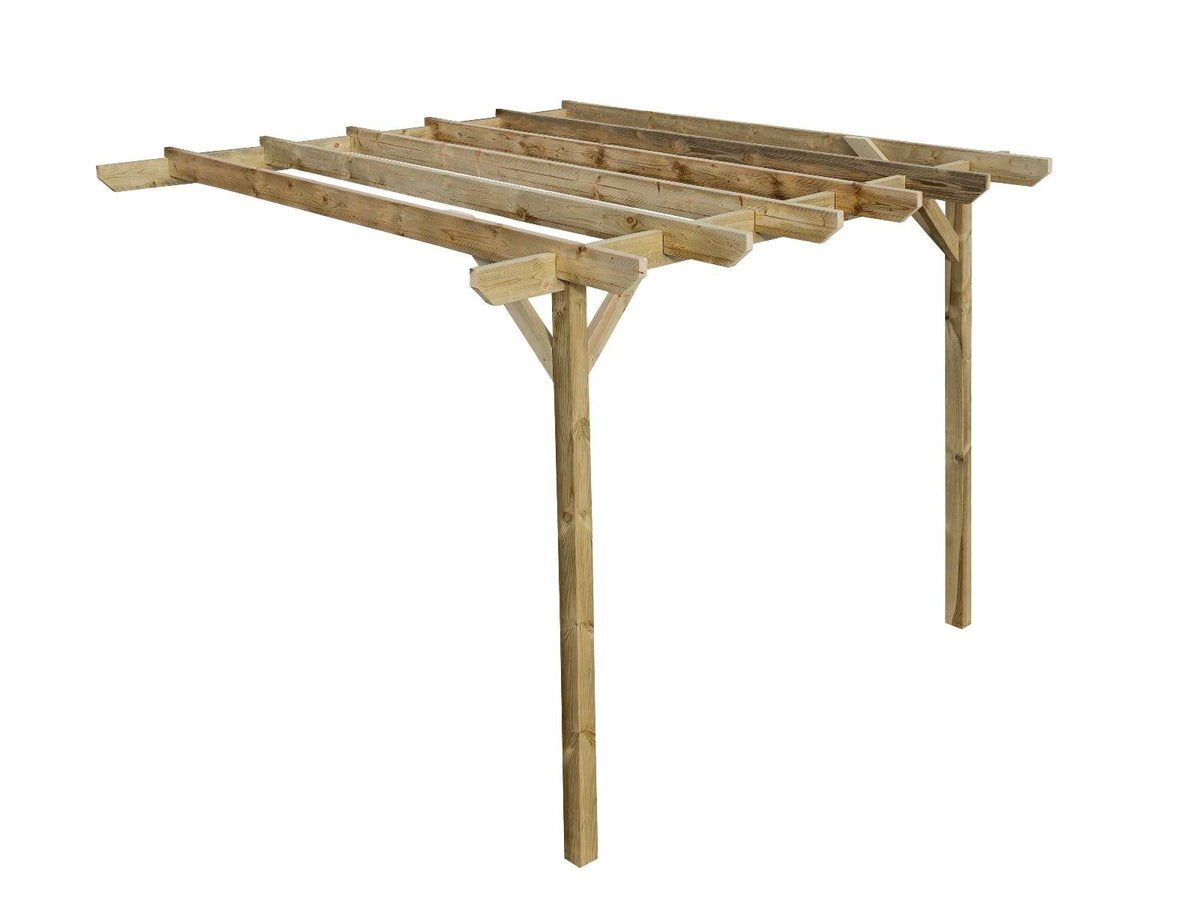 Wall Mounted Wooden Pergola Kit - Chamfered Design - SGP Garden Ltd