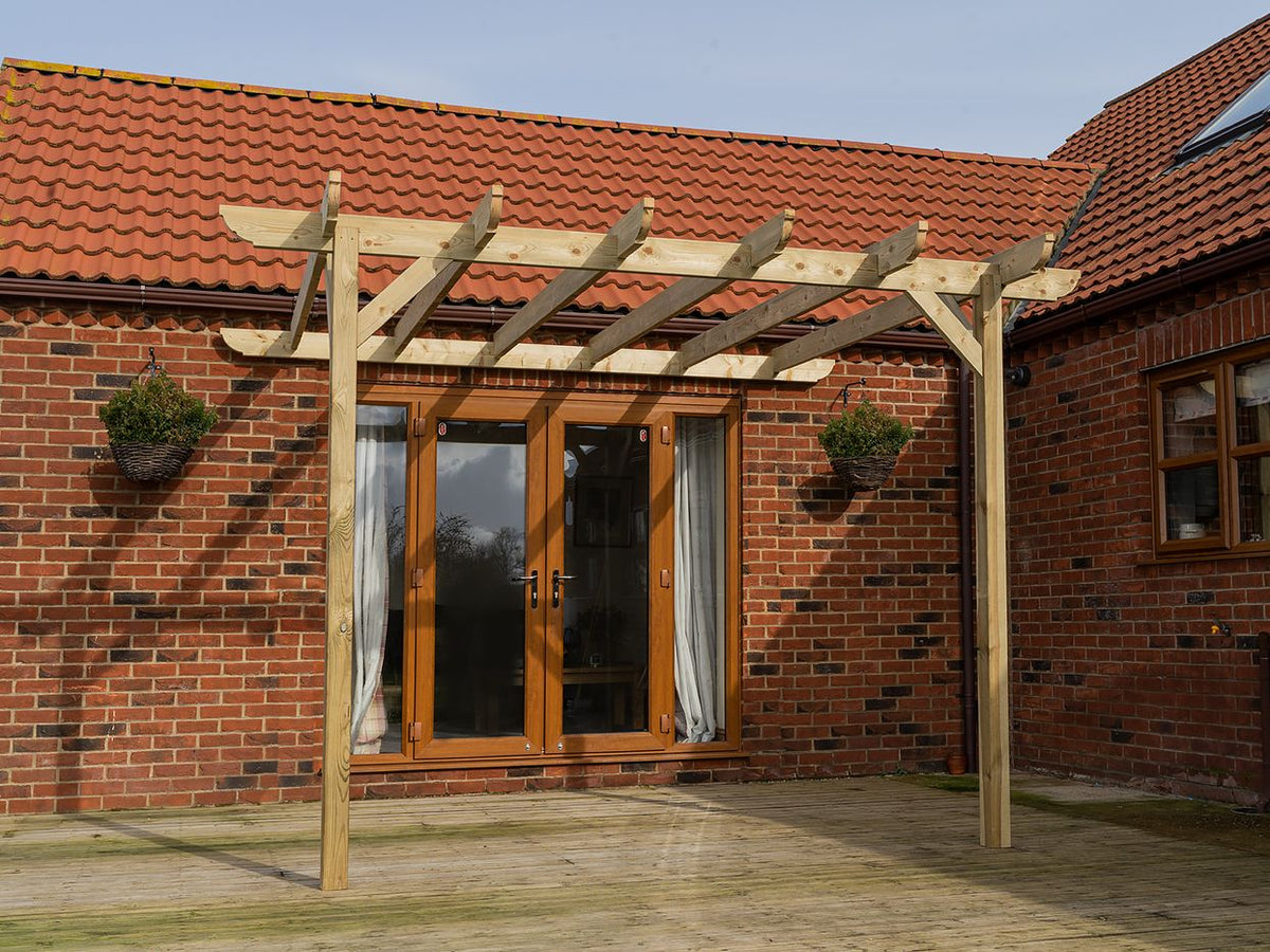 Wall Mounted Wooden Pergola Kit - Corbel Design - SGP Garden Ltd